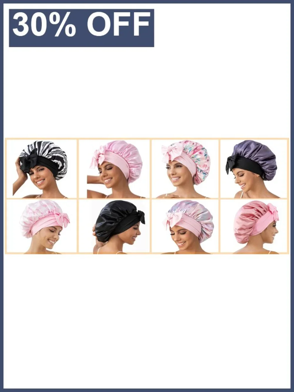 Satin Silk Sleep Bonnet for Women Double Layer Reversible Hair Cap Curly Braid